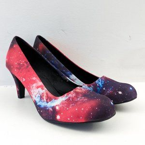 T.U.K Galaxy Print Heels - Pink and Purple